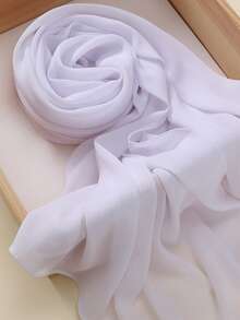 1pc Women's Plain Crinkled Chiffon Hijab Scarf - Mint Green - View 19