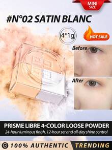 GIVENCHY[Mini]PRISME LIBRE 哑光亮泽散粉 四合一 #2 4*1g / 适合浅肤色 / Prisme Libre 散粉采用四种色调的和谐搭配，打造哑光效果 / 标志性散粉，具有四色校正功能 / 全新超细亮泽定妆粉，具有 24 小时亮泽效果、12 小时定妆和全天控油效果