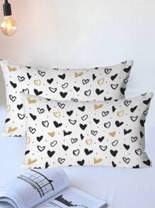 2/3pcs Heart-Shaped Dots Duvet Cover Bedding Set, Bed Comforter Set, Room Decor,With 1 Duvet Cover And 2 Pillowcases, King-Size Bedspread, Bed Sheet, Soft Skin-Friendly Polyester, Machine Washable, Dry Clean. It Is Suitable For Home And Bedroom Decoration,Room Decor, Bedroom Decor,Room Decoration Stuff,It Is Suitable For Bedroom Decoration In Pursuit Of Simple And Fashionable Style