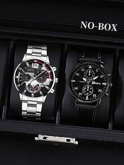 Bộ 2 đồng hồ nam thời trang thường ngày, công sở, cổ điển, mặt tròn, máy quartz, thích hợp đeo hàng ngày hoặc làm quà tặng, dự tiệc, lễ hội, sinh nhật hoặc tặng anh trai, món quà tốt nhất dành cho nam giới, không kèm hộp đựng.