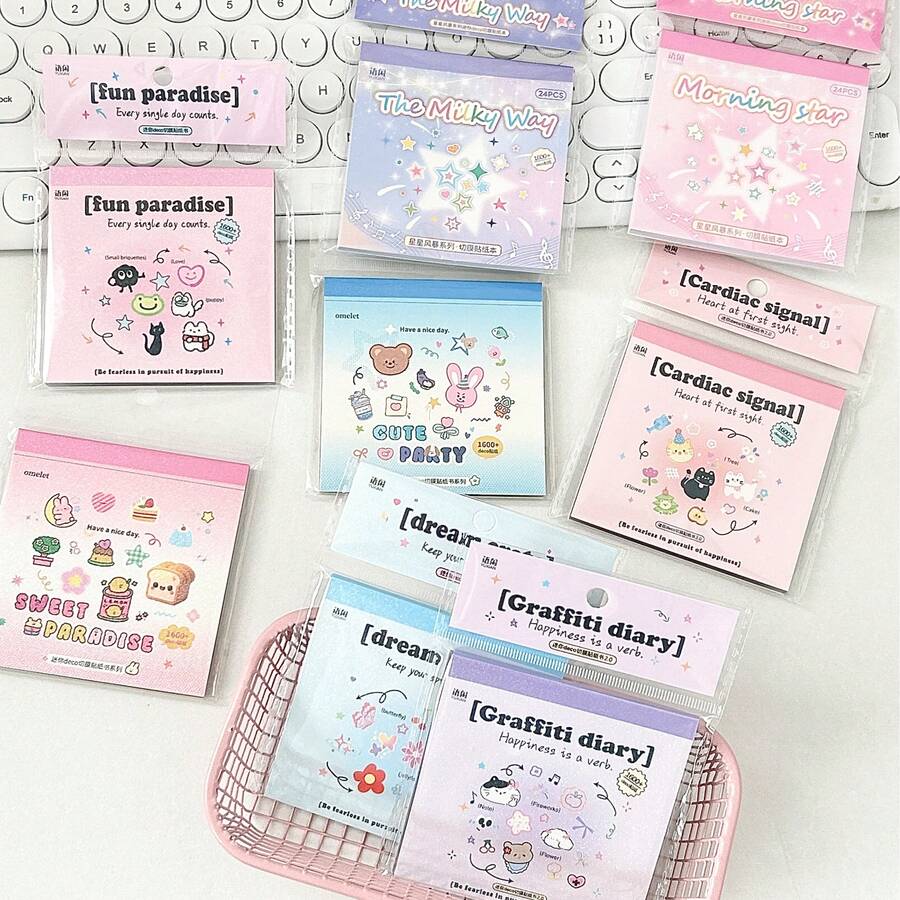 1 Sách 24 Tờ 1600 Miếng Dán Mini Dễ Thương Kawaii, Lý Tưởng Cho Nghệ Thuật Làm Móng Tự Làm, Làm Sổ Lưu Niệm, Trang Trí Lịch, Nhiều Lễ Hội, Bền Và Dính, Đồ Dùng Học Tập, Quay Lại Trường Học - Một cỡ - Xem 1