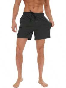 Bañadores para hombres de secado rápido, shorts de playa con bolsillos con cremallera y forro de malla - Yd8 Verde oscuro - Ver 5