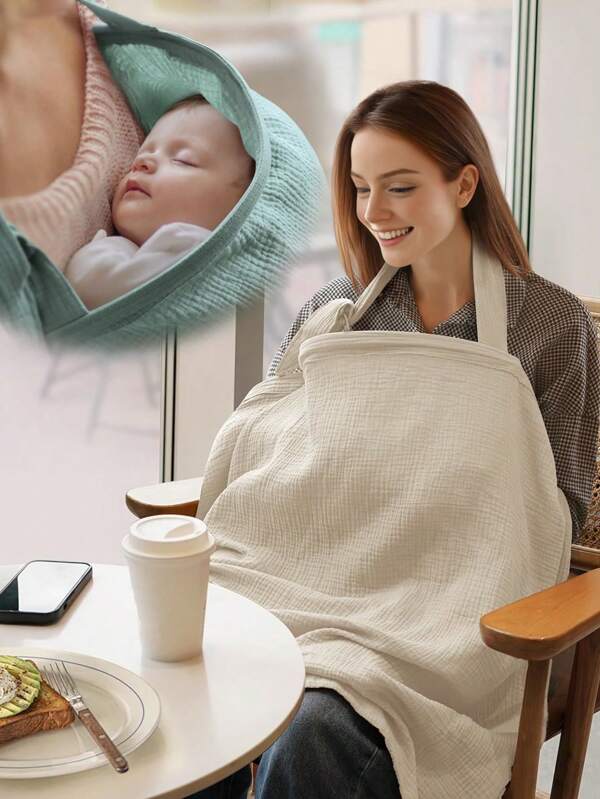 1 pieza Imprescindible para mamá: Cubierta de lactancia de gasa de unicolor, ultraliviana y suave, transpirable, ideal para amamantar en calles concurridas, parques tranquilos o ambientes hogareños cómodos.