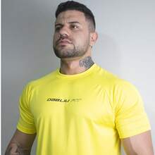 DRY FIT SHIRT KIT GYM T-SHIRT LIGHT TRAINING WITH UV+35 PROTECTION SUMMER All Loose - ĐEN + VÀNG + TRẮNG - Xem 3