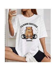 CAPIVARA Gym T-Shirt, GETTING HOT, Plus Size Bodybuilder Fitness Training Shirt - 白色 - 查看 1