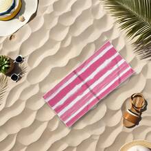 1pc Extra Large Beach Towel, Multi-Size, Striped, Microfiber, Soft, Absorbent, Essential For Bathroom, Vacation, Beach, Swimming Pool, Gym, Multipurpose - Pink - View 5