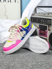多色多巴胺拼布时尚运动休闲运动鞋，时尚校园滑板鞋，步行鞋，校鞋，适合节假日和节日，很棒的礼物