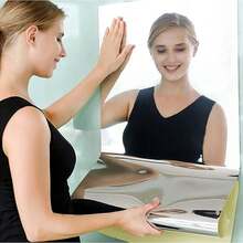 2PCS 2m Large Mirror Wall Sticker Roll Self Adhesive Bathroom Room DIY Decor Stick On - Silver - View 10