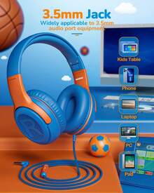S Headphones Wired Toddler Headphones With Microphone, Over-Ear Headphones, 85/94dB Volume-Limiting, 3.5mm Jack, Foldable On-Ear Design -  & Comfortable Learning & Tertainmt
