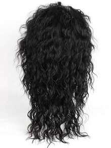 70s, 80s Rock Style Men's Wig - Cool And Handsome Curly Synthetic Fiber Wig, Fiber Material, Perfect For Cosplay, Party, Daily Wear And Halloween Events - Natural Black - View 2
