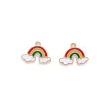 Set de 10 piezas de accesorios de joyería DIY arcoíris, dijes de aleación de zinc con estampado de arcoíris para collares, aretes, llaveros, regalos para amigos, familia, maestros, parejas, adecuado para manualidades