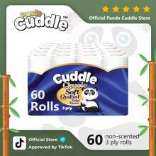 60 TOILET ROLLS/ NON SCENTED/ 5x12pkBLUE (Cuddle Panda 3PLY) Lightweight Sheets - Blue - View 3