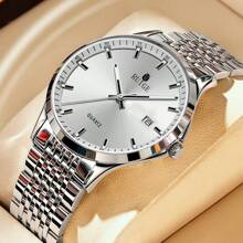 RUIG Relógio Quartz Masculino Novo RUIGE, Pulseira de Aço Inoxidável, Mostrador Luminoso, Relógio de Pulso Casual Executivo Masculino