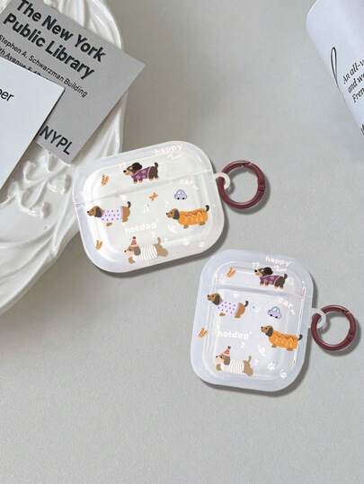 1pc Sausage Dog Pattern Protective Case Compatible With Apple 1/2/3/4, Pro/Pro2/Pro3 Bluetooth Earphone Case