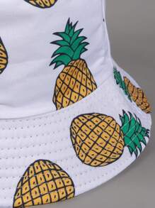 Men Pineapple Print Reversible Bucket Hat Street Men's Sun Hat Summer Hat, Suitable For Summer Outdoor Activities Such As Hiking And Fishing