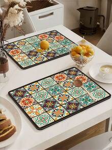 1 Pieza, Alfombrilla de drenaje para máquina de café, Alfombrilla de microfibra absorbente y de secado rápido para vajilla y máquina de café, Estilo de ladrillo retro, Alfombrilla absorbente con respaldo de goma que oculta las manchas y se seca rápido, Alfombrilla de drenaje para encimera de cocina de tierra de diatomeas con aislamiento térmico y secado rápido - Multicolor - Ver 4
