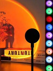 1pc Sunset Projection Lamp, Creative Led Decorative Atmosphere Light, Romantic Night Light, 7 Colors & 13 Modes Optional, Suitable For Bedroom, Cafe, Valentine's Day Decoration