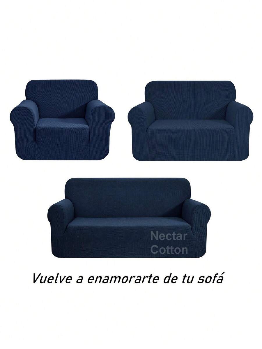 Funda de sofá de tela jacquard a cuadros, lavable a máquina, con buena elasticidad, fácil de instalar, suave al tacto y resistente a la suciedad. Adecuada para salas de estar, dormitorios, oficinas y otros espacios, especialmente ideal para lugares con mascotas como gatos y perros. Disponible en varios tamaños. - Azul Marino - Ver 1