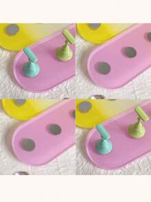 Set de decoración de uñas con base ovalada de resina acrílica en degradado de color, macaron dorado y bolas de cristal de acero multicolor. Herramientas y accesorios de arte de uñas minimalista de moda en estilo retro coreano con láser.