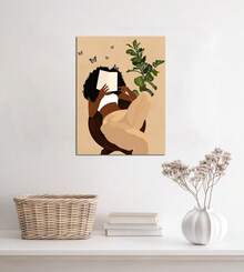 1pc African American Boho Wall Art,  Women Art Framed, Book Lover Art, Black She Canvas Print, African American Canvas Art Wall Decor, Woman Reading Book Art, African American Girl Boho Posters,For Office, Bedroom, Dining Room, Living Room, Bathroom Kitchen, Home Decor, Framed, Ready To Hang - Nhiều màu - Xem 2