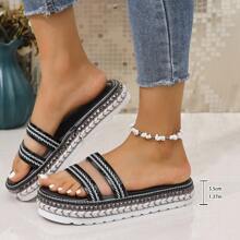 Sandalias de plataforma gruesa con purpurina, zapatos cómodos para mujer - Modelo 2025