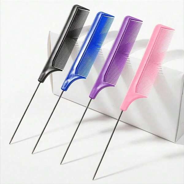 Professional Pointed Tail Hair Comb Anti-Static Hair Dye Brush Barber Steel Needle Comb Salon Hairdresser Barber Accessories,Back To School,Travel Holiday Essentials,Hair Accessories For Women