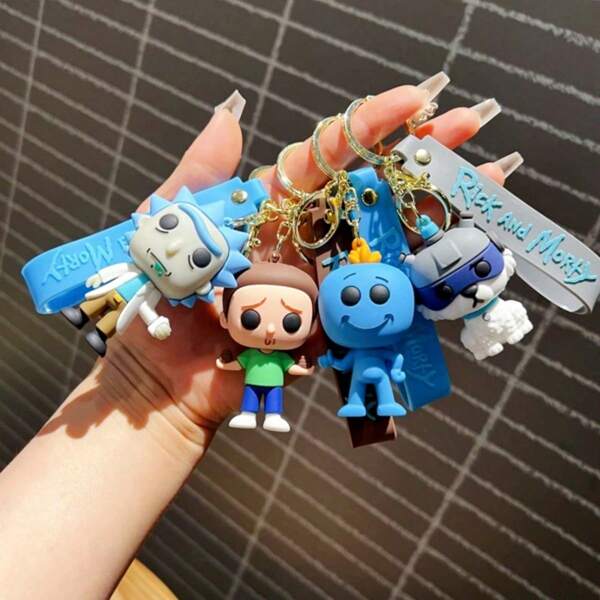 Warner Bros Chaveiro de metal do Rick e Morty - Sr. Meeseeks e Birdperson para mochilas, carteiras e chaves de carro. Presente colecionável legal para fãs adultos, perfeito para festas, cosplay e acessórios diários (design inspirado)