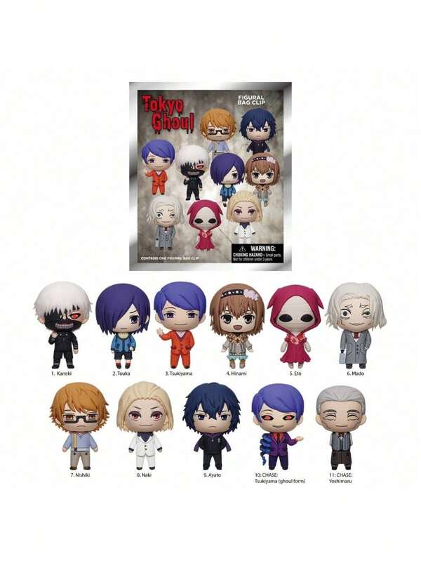 Crunchyroll 1PC Tokyo Ghoul Mystery Blind Box Bag Clip 3D Anime Character Keychain Kaneki Touka Aogiri Hinami Mado And More Random 1-3 Characters For Halloween Christmas Anniversary Party Gifts To Best Friends Family Fans Officially Licensed