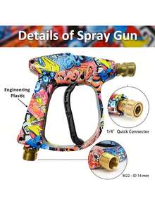 Pistola rociadora a presión M22-14 Max 3000 PSI con conector rápido de 1/4" Lanza de humo de nieve y 5 puntas rociadoras y soporte para boquillas, compatible con coche, limpieza de jardín - Multicolor - Ver 4