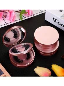 Stylish Double Layer Eyelash Box With Mirror - Durable, Reusable False Eyelashes Travel Storage Box - Perfect Gift For Women And Girls - Multicolor - View 1