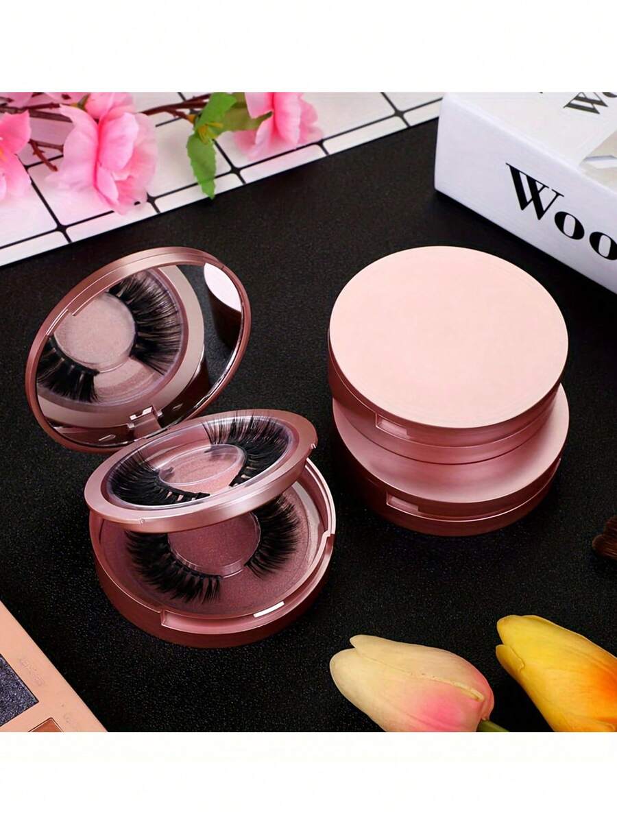 Stylish Double Layer Eyelash Box With Mirror - Durable, Reusable False Eyelashes Travel Storage Box - Perfect Gift For Women And Girls - Multicolor - View 1