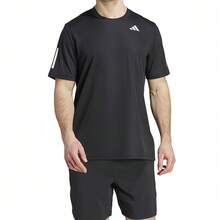 Adidas 男士宽松透气速干休闲运动T恤，适合跑步训练 - 黑色 - 查看 5