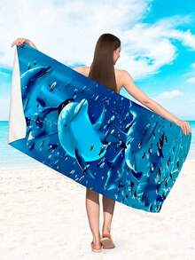 1 件大号沙滩巾，可爱卡通恐龙、海豚、老虎动物印花超大号沙滩巾，男女适用，速干吸水柔软大号沙滩巾，户外运动礼物，轻盈柔软，适合露营、沙滩、冲浪、游泳必备多功能沙滩巾、沙滩配件、泳池浮圈 - 彩色 - 查看 5