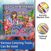 Comfortable Coloring Books For Girls, For Home Relaxation Moments, Spiral Binding: 20 Pages (100g Paper), Non-Leakage, Ideal Relaxation Gift For Family And Friends, Suitable For Birthdays, Parties, Festivals, Relaxation Activities | Unique Illustrations | Bold Coloring Designs, Recommended For 4+ Years Old Teenagers,Back To School,School Supplies