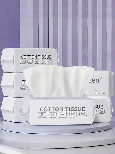 50/100/200pcs Disposable Facial Tissues, Thick & Soft Wet & Dry Wipes For Cleansing, Skincare And Makeup Removal, Suitable For Travel, Office, Back To School (Random Packaging)