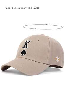 1pc Men's K Letter Heart Embroidered Adjustable Baseball Cap, Suitable For Outdoor, Travel, Beach, Party In Spring And Autumn - Khaki - View 2