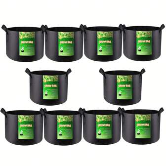 1PC 3/5/7 Gallon Black Grow Bags - Breathable & Durable Reinforced Fabric Planters With Handles For Gardening, Ideal For Indoor & Outdoor Vegetable Gardens, Plant Pot, Flower Pot, Planting, Garden Decor, Outdoor, Yard Decor