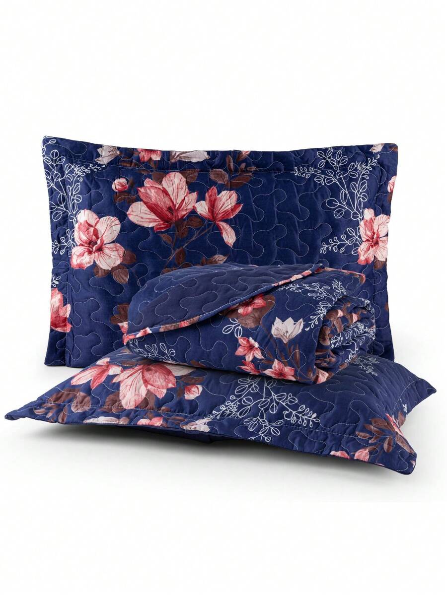 200 Thread Count Double-Sided 3-Piece King/Queen/Double/Single Floral Print Avere Bedspread - 魔法 - 查看 1