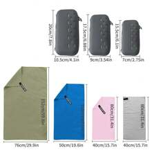 1 pezzo Asciugamano da viaggio in microfibre super morbide e ad asciugatura rapida di colore blu navy con custodia in EVA, design compatto, adatto per campeggio all'aperto, sport, spiaggia, fitness, zaino, trekking e yoga, essenziale da spiaggia ultraassorbente e leggero, torna a scuola