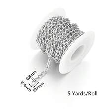 2/5pcs/Roll Aluminum Alloy Multi-Size Cuban Link Chain, Lightweight, Corrosion-Resistant, For Bracelet, Necklace, Earring DIY Jewelry Making - Aluminum Chain - View 17