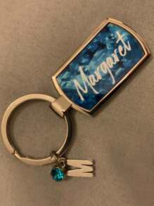 1pc Birthstone Keyring - Birth Stone Keychain - March Birthday Gifts - Friendship Key Ring - Personalised Birthday Gift For Her March Baby ,Valentine's Day Custom Photo Wedding Gift Keychain, Personalised Wedding Date Photo Keychain