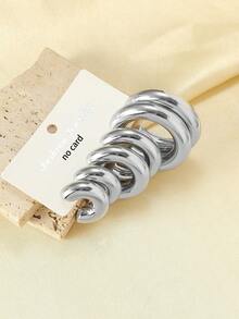 Set de 6-12 piezas de pendientes de aro en forma de C, de tamaños grande, mediano y pequeño, en color dorado y plateado, adecuados para uso diario de mujeres (sin empaque de tarjeta)