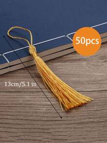 50 tua rua lụa có dây vàng 13cm, thích hợp để làm dấu trang tự làm, trang trí mũ tốt nghiệp, làm đồ trang sức làm quà tặng nhỏ, đồ trang trí treo tự làm, dấu trang, quạt, đồ thủ công, ngày lễ, đồ trang trí nhà cửa và năm mới - Vàng - Xem 13