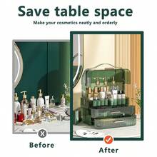 NetHong Cosmetics Storage Box With Lid And Handle Large Makeup Organizer Box Drawers For Skincare Display Cases Countertop, Bathroom - Translucent Green - View 7