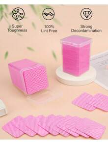 200pcs Pink Nail Care Accessories Cleaning Wipes, Heart-Shaped Non-Woven Cleaning Cloths, Pink Nail Tools, Square Pink Boxed Gel Polish Remover Wet Wipes, Cleanser, Lint-Free Nail Polish Remover Wet Wipes - Multicolor - View 8