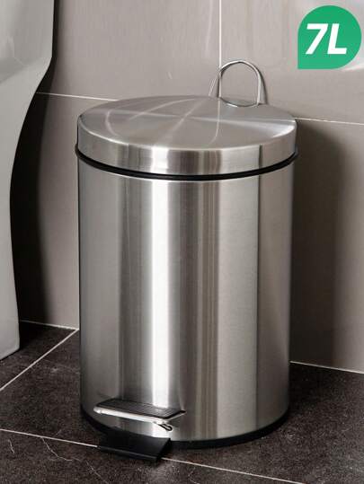 7/12/20L Generic Step Garbage Can, Brushed Stainless Steel Finish, Modern Stain Resistant Garbage Bin With Soft Closed Lid, Groove Pedal, Step-On Trash Can With Removable Plastic Inner Bucket For Kitchen Office Living Room Bathroom Homes.