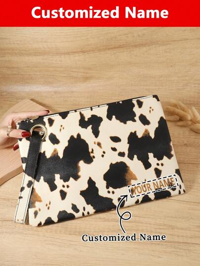 1 pieza Bolso de embrague con muñequera personalizado con nombre, bolso de embrague con diseño de firma personalizado, bolso cuadrado con nombre personalizado, bolso cuadrado personalizado con firma, nuevo bolso grande de moda para mujer, cartera de mujer, bolso cuadrado con muñequera