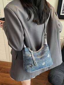 New Women Handbag Solid Color Minimalist Tote Bag One Shoulder Crossbody Bag Large Capacity - Royal Blue - View 3