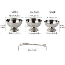 1pc Stainless Steel Ice Cream Bowl, Fruit Salad Bowl, Milkshake Cup, Dessert Cup, Snack Bowl, Cupcake Cup