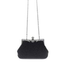 Pearl Satin Clutch Bag Decorated With Black Sequin, Floral Motif And Rhinestones, Vintage Elegant Minimalist Style Evening Bag Suitable For Bride, Weddings, Parties, Formal Events, Gift For Mom, Teachers, Girls, Holiday